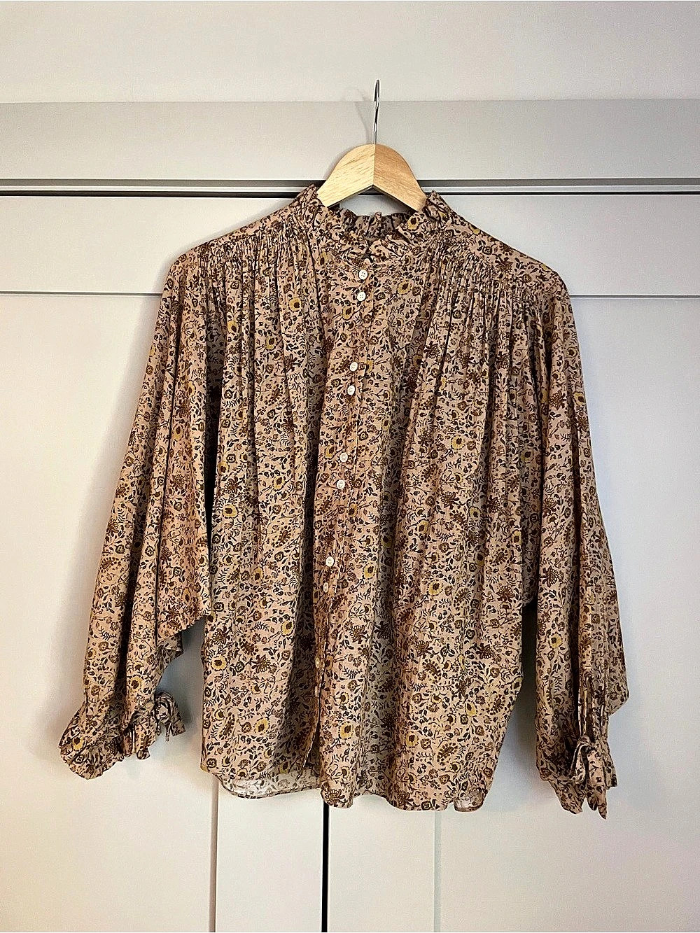 DOEN Jane Blouse Floral Brown & Pink Size Medium